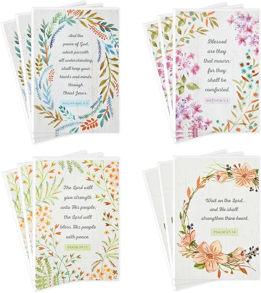 Hallmark DaySpring Assorted Religious Sympathy Cards, 12-Pack (Flowers)