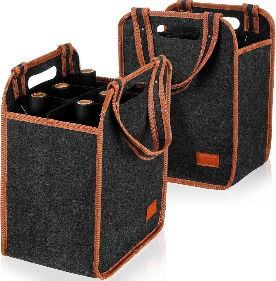 FuWeave 2 Pack Wine Carrier 6 Bottles Tote