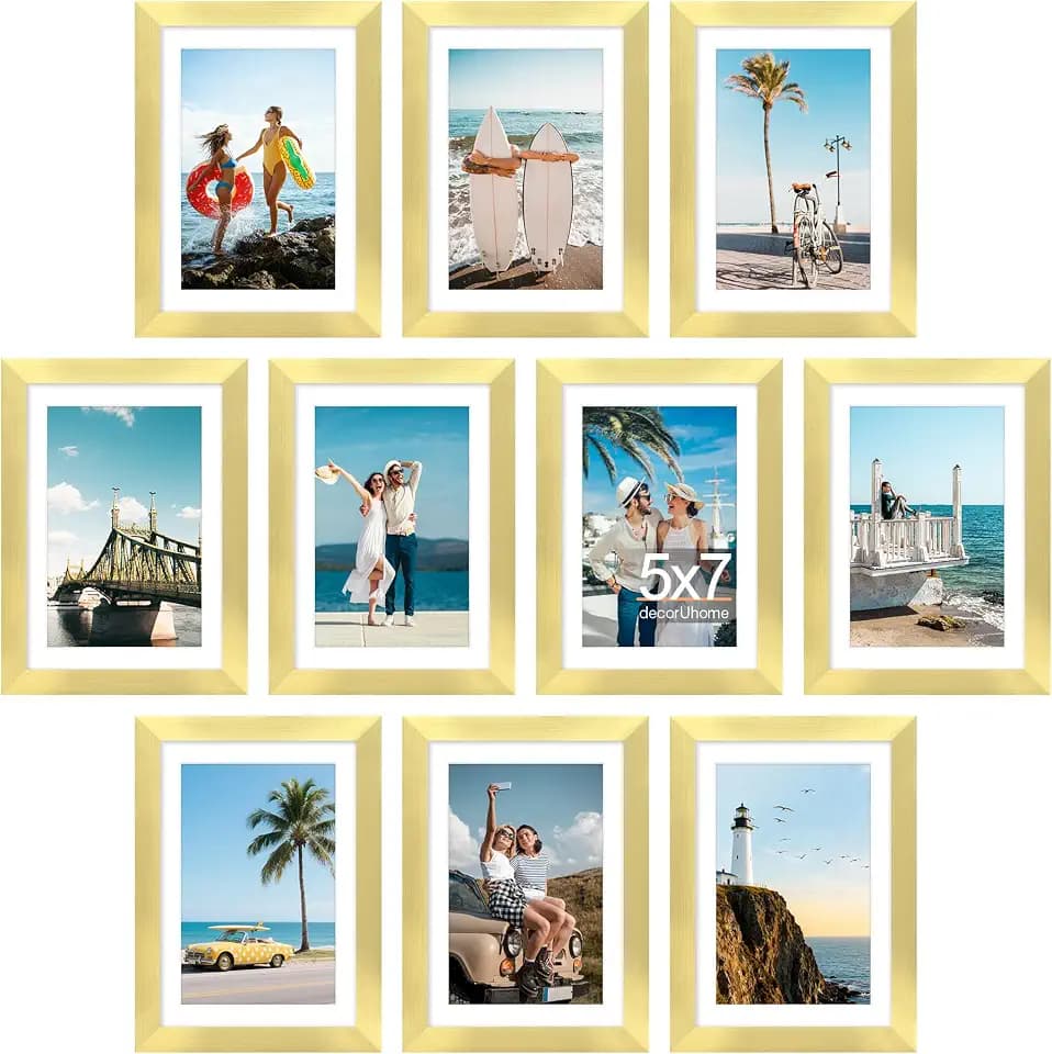 decorUhome 10 Pack 5x7 Picture Frame Collage Wall Decor with 4x6 Mat