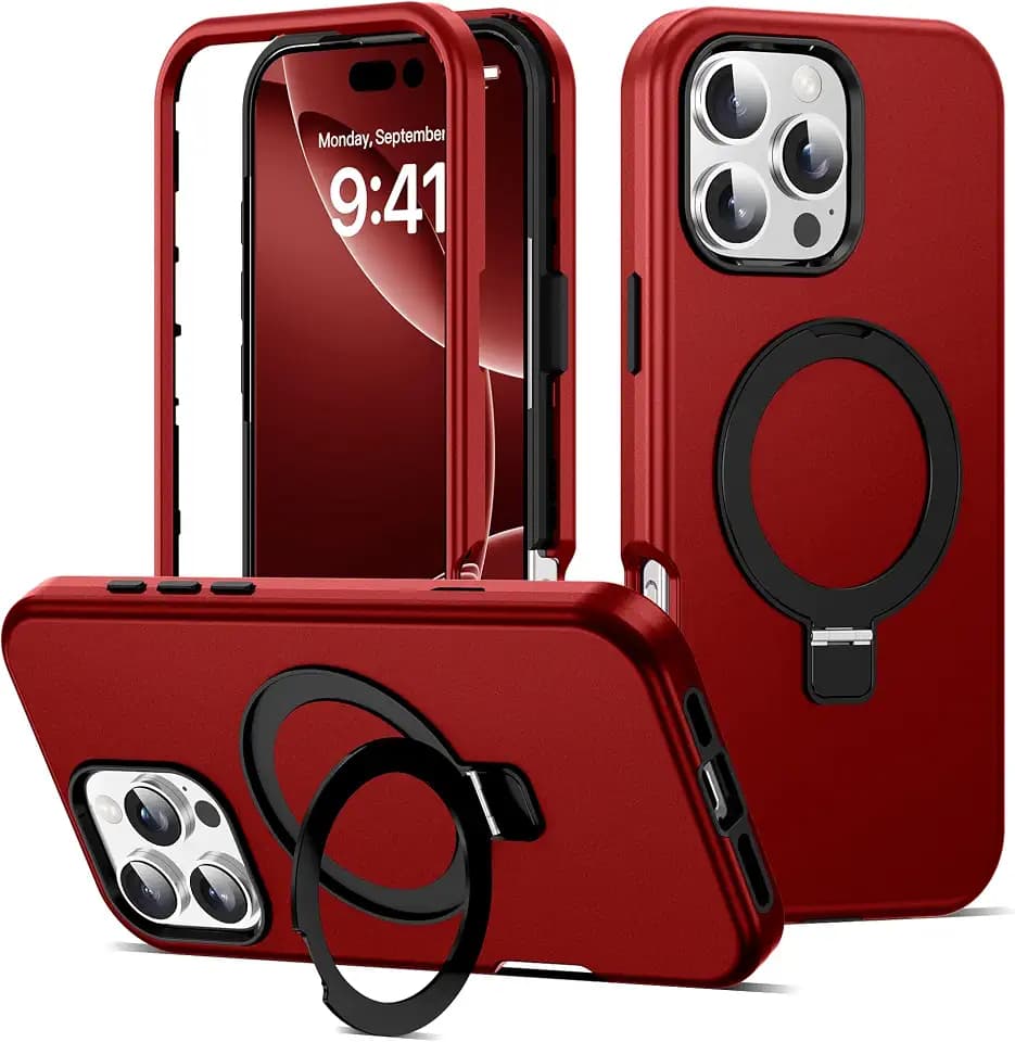 Case for iPhone 16 Pro Max with Stand,6.9" Red