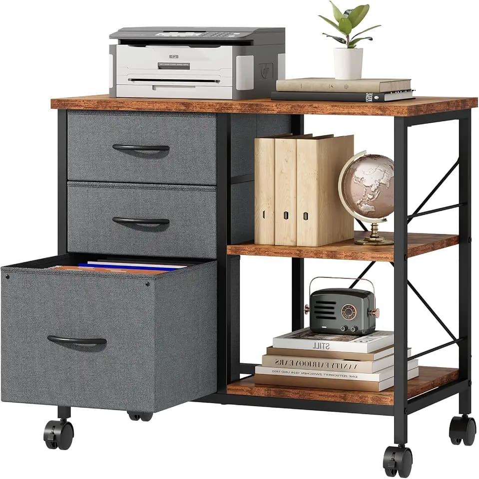 DUMOS 3 Drawer Mobile File Cabinet, Rolling Printer Stand with Storage