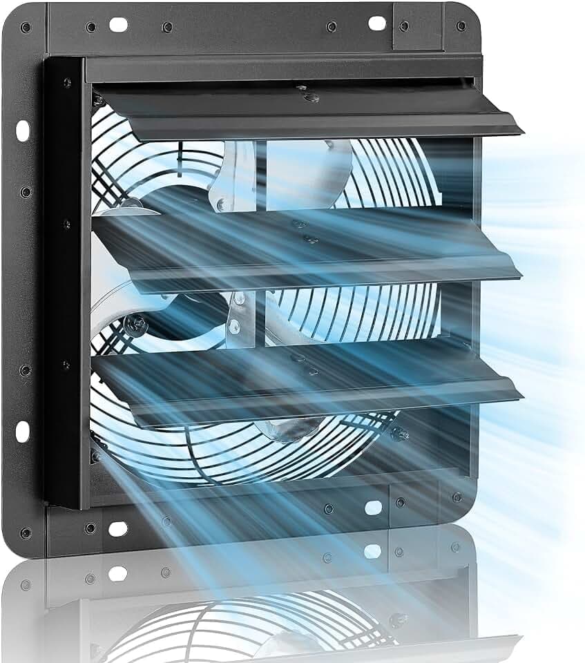 10 Inch Shutter Exhaust Fan for Garage, 890 CFM, Plug & Play