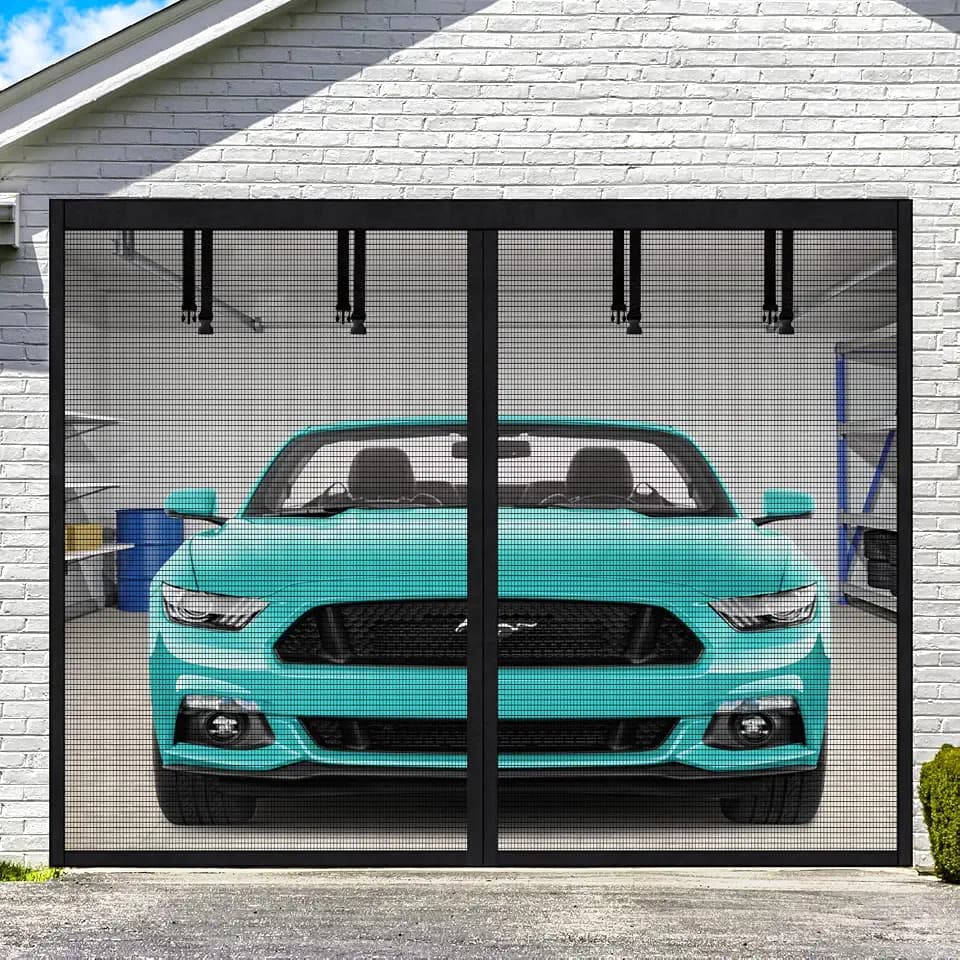UUP Garage Door Screen 8x7 Ft Magnetic Mesh Screen for Garage Opening 1 Car