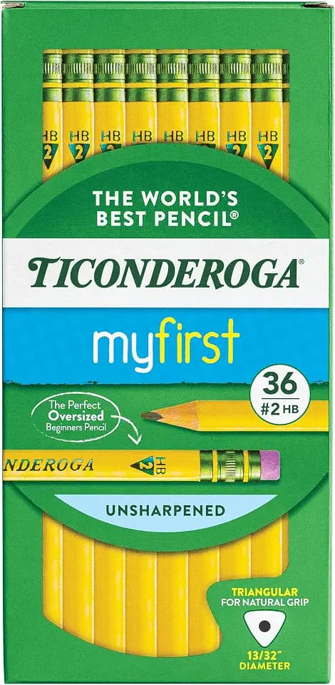 Ticonderoga My First Tri-Write Wood-Cased Pencils, Unsharpened