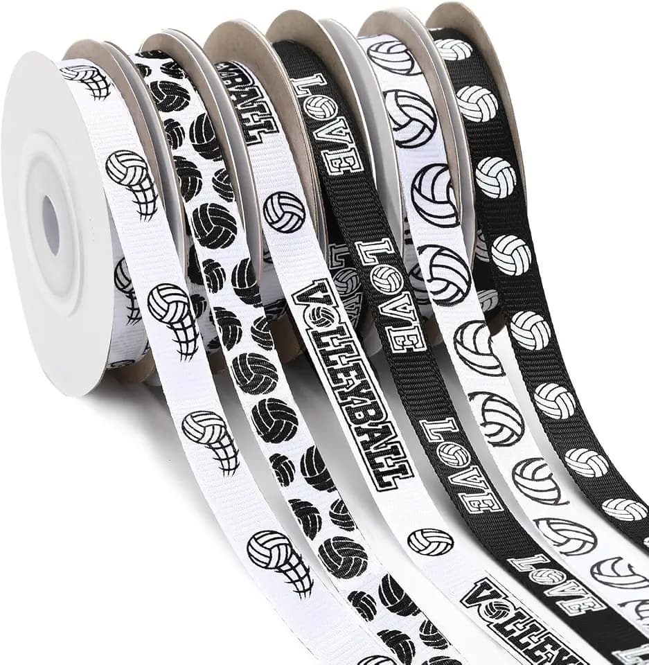 DECYOOL Volleyball Ribbons, 6 Rolls 60 Yards Sports Theme Grosgrain Ribbons