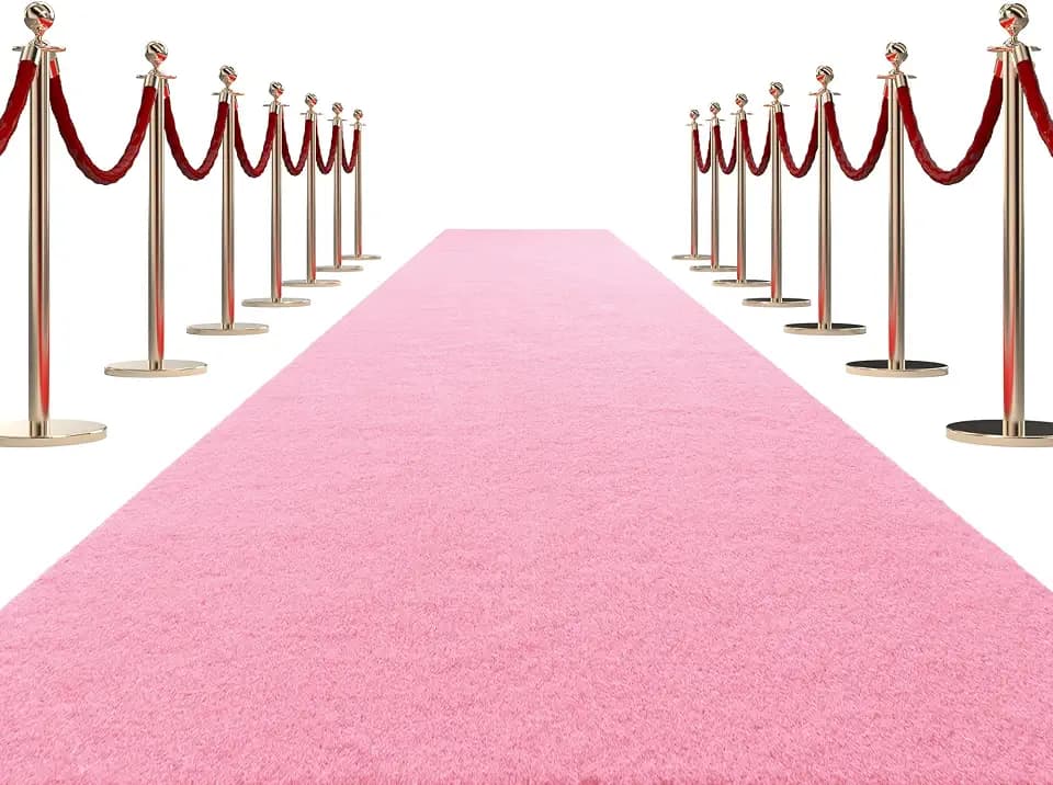 HOMBYS 450 GSM Extra Thick 3x10 ft Pink Carpet Runner for Partys & Events, Heavy-Duty Felt Aisle Runway Rug for Steps, Prom Proposal & Wedding Ceremony Decorations, Hollywood Oscars for VIP Awards