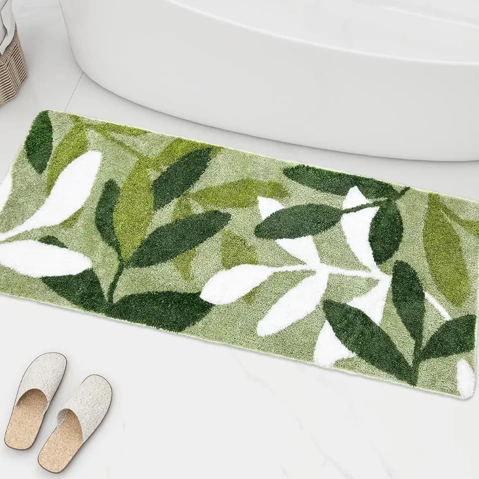 Bathroom Runner Rug 17.5"x47" Long Bath Mat Non Slip, Sage Green