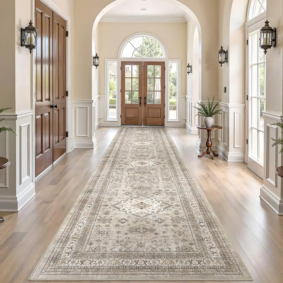 cotiled 3x12 Hallway Runner Rug for Entryway, Non-Slip Vintage, Beige