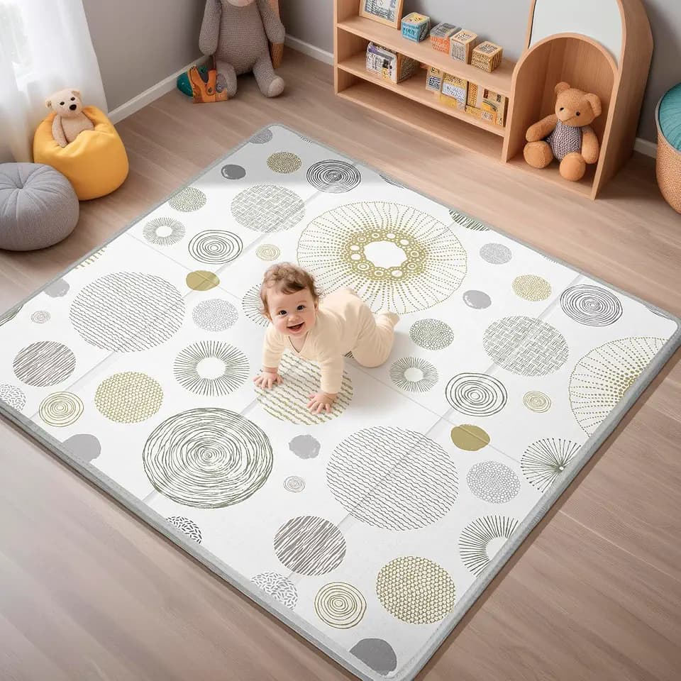PIGLOG Foldable Baby Play Mat for Floor, Baby Floor Mat for Crawling, Reversible Waterproof & Non-Toxic Baby Foam Playmat, Baby Play Mat for Babies, Infants & Toddlers 6-12 Months