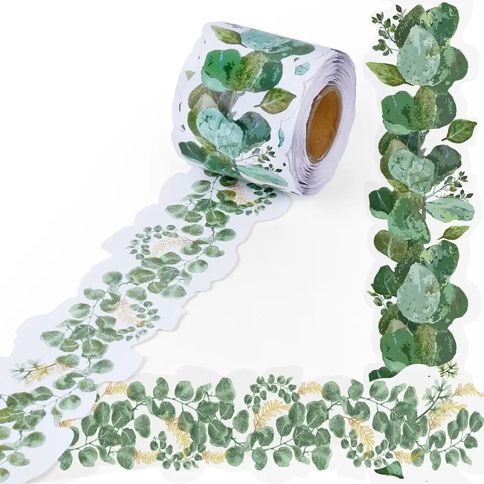 72ft Eucalyptus Bulletin Board Border Green Plant Two-Sided Printed