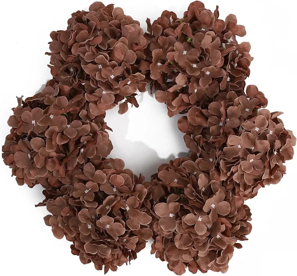 DuHouse Artificial Hydrangea Silk Flowers with Stem, Mocha Brown