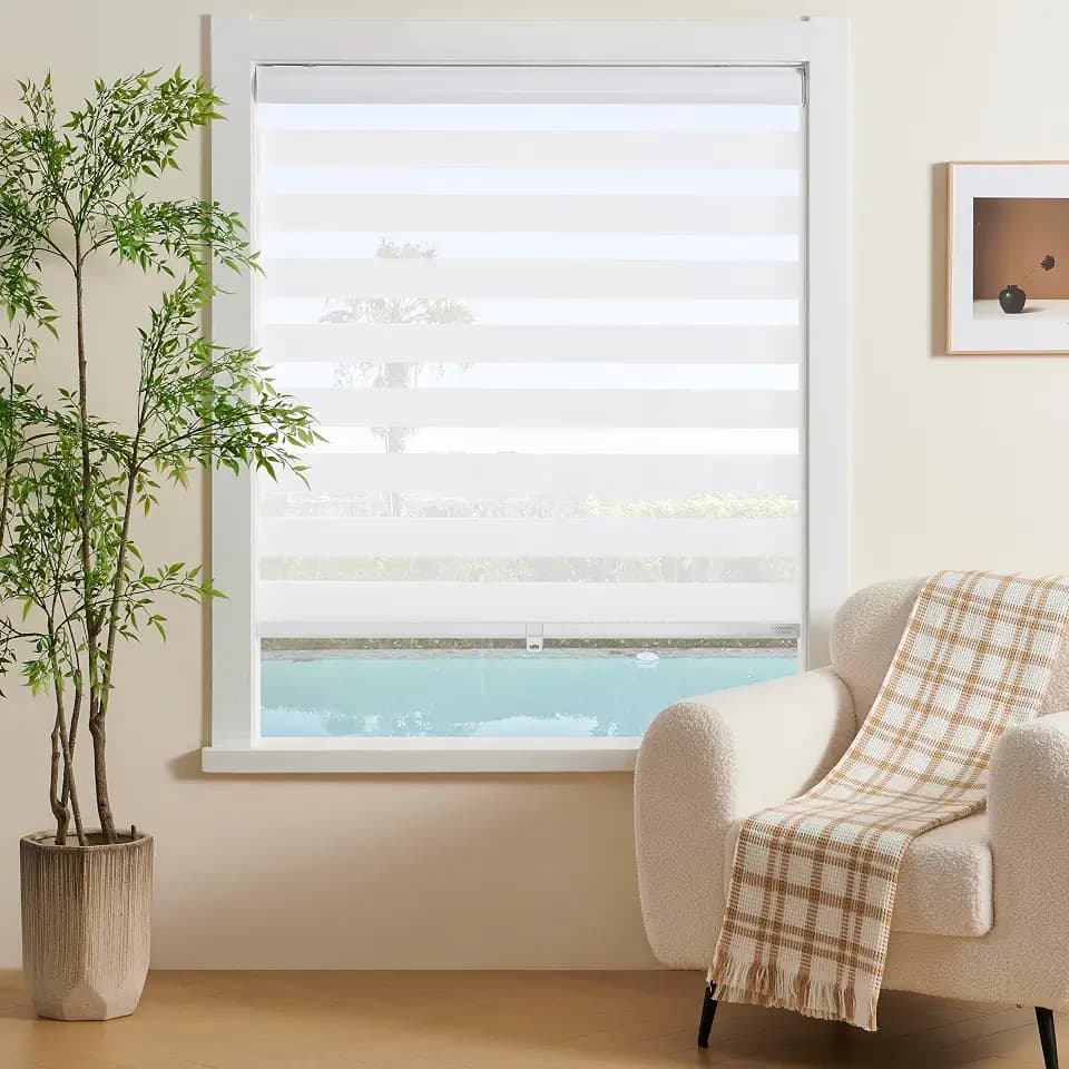 Cordless Zebra Blinds Window Blind Zebra Shade Blinds for Windows Roller Sheer Shades Privacy Light Filtering Shades for Home Kitchen Bathroom (Width 22'' X Height 72'' White)