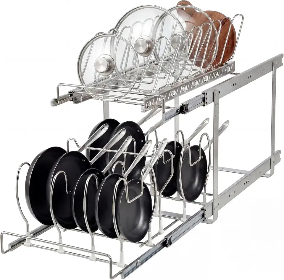 Garvee 2 Tier Pull Out Pots and Pans Organizer, 12" W *22.5" D