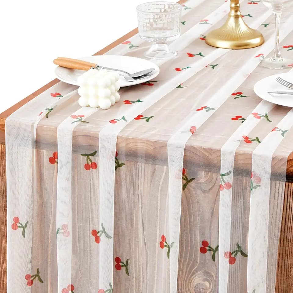 2 Pack Cherry Table Runner 35x120 Inch