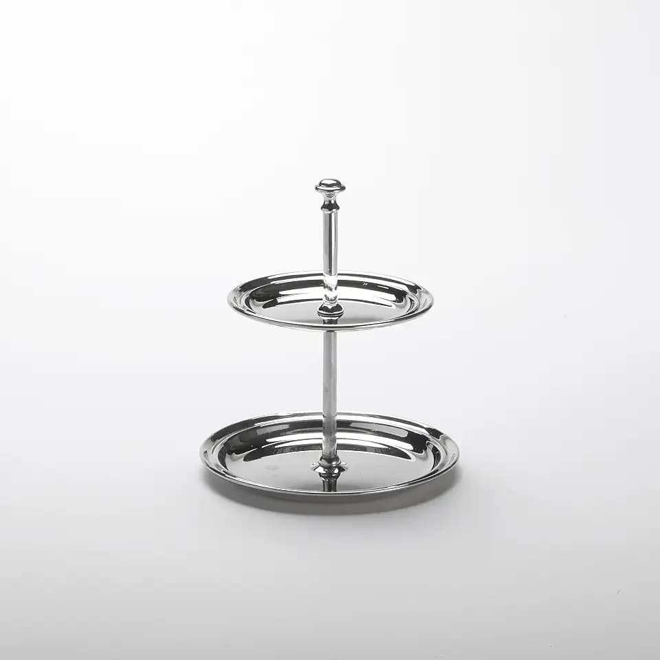 American Metalcraft STS2 Stainless Steel Two-Tier Display Stand - 7″ Diameter and 7-3/4″ Height - Corrosion-Resistant - Countertop Presentation Stand with Silver Finish