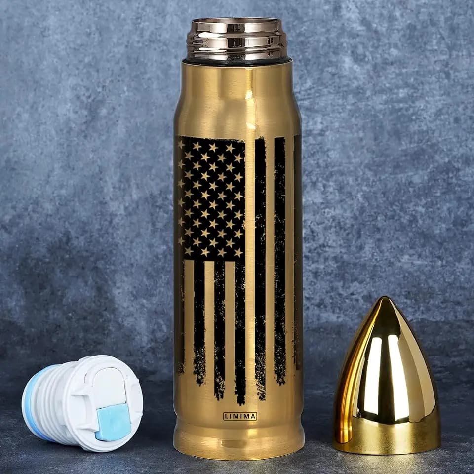 American Flag Stainless Steel Tumbler – 17oz Tumbler with Black USA Flag Design – Patriotic, Fathers Day, 250th Anniversary USA, Birthday Gifts for Veterans, Military, Army, Police