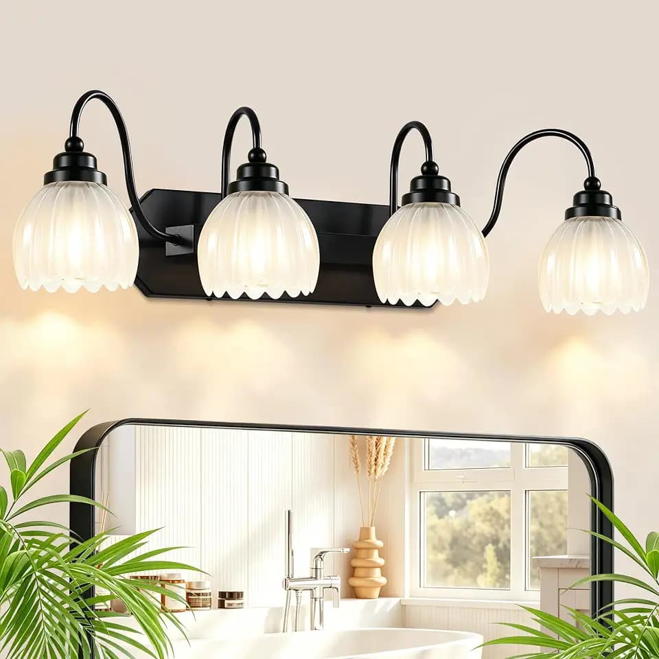 Vintage Bathroom Light Fixtures,4 Light Milk White Crystal