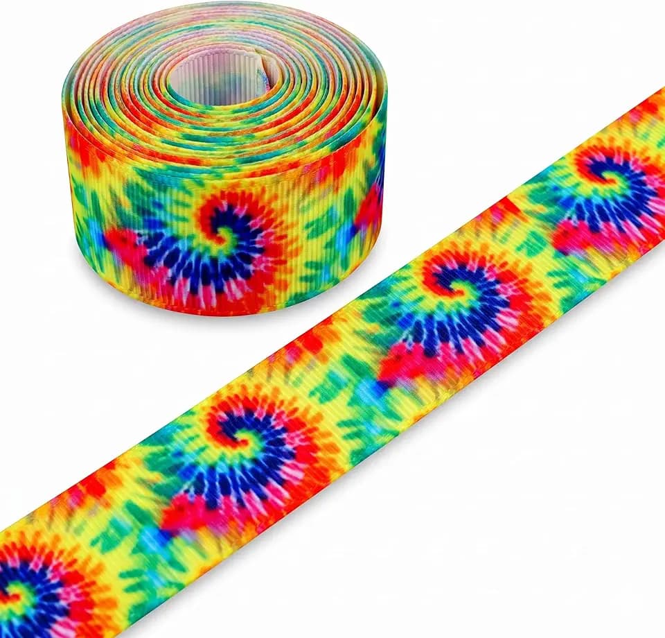 Tie Dye Grosgrain Ribbon 7/8 Inch (22mm), Colorful Craft Ribbon, 10 Yards