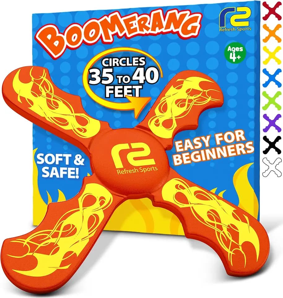 Boomerang for Kids - It Really Does Fly Back - Fun & Easy to Use Gifts for Boys & Girls - Best Toys for Ages 8-13 Gift Idea - Soft Foam Toy Stocking Stuffers for Kids 6 7 8 9 10 + Year Old Boy Gifts