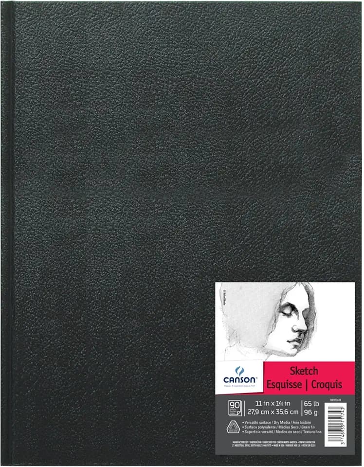 Canson Artist Series Sketchbook, Hardbound Journal, 11x14 inches, 184 Pages (65lb/96g) - Artist Paper for Adults and Students - Graphite, Charcoal, Pencil, Colored Pencil