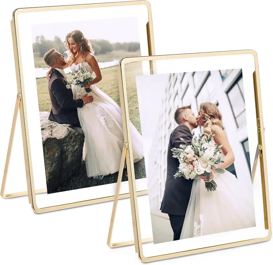 Sheffield Home Floating Metal Photo Frame – Modern Display Frame for Wall or Tabletop, 4x6 Inch, Gold