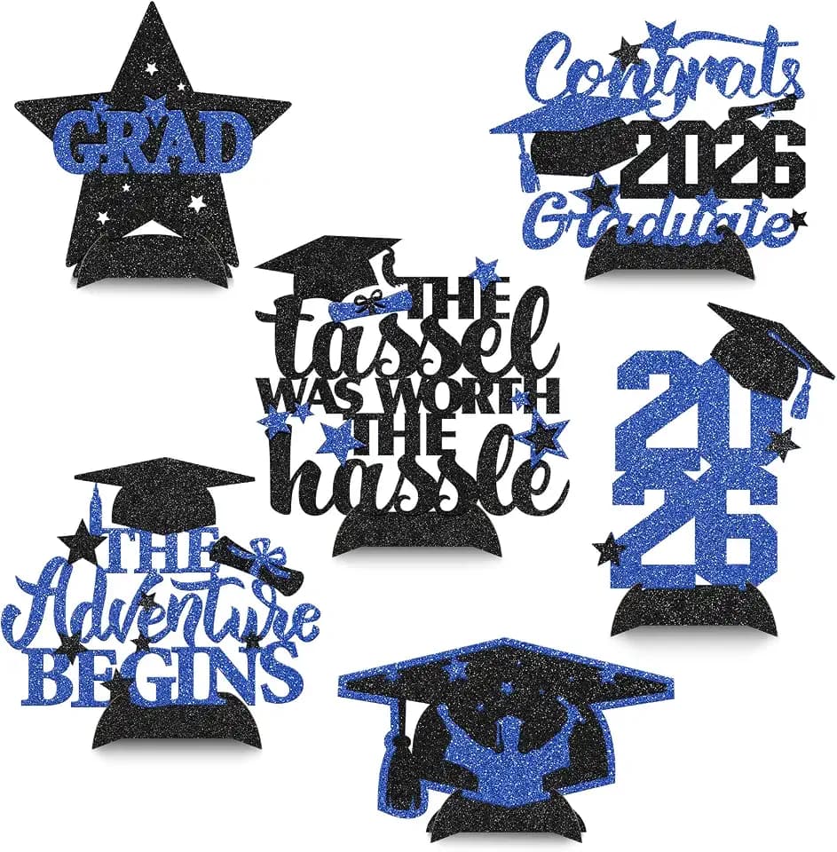 Yaaaaasss! Blue Graduation Decorations 2026 Congrats Grad Centerpieces