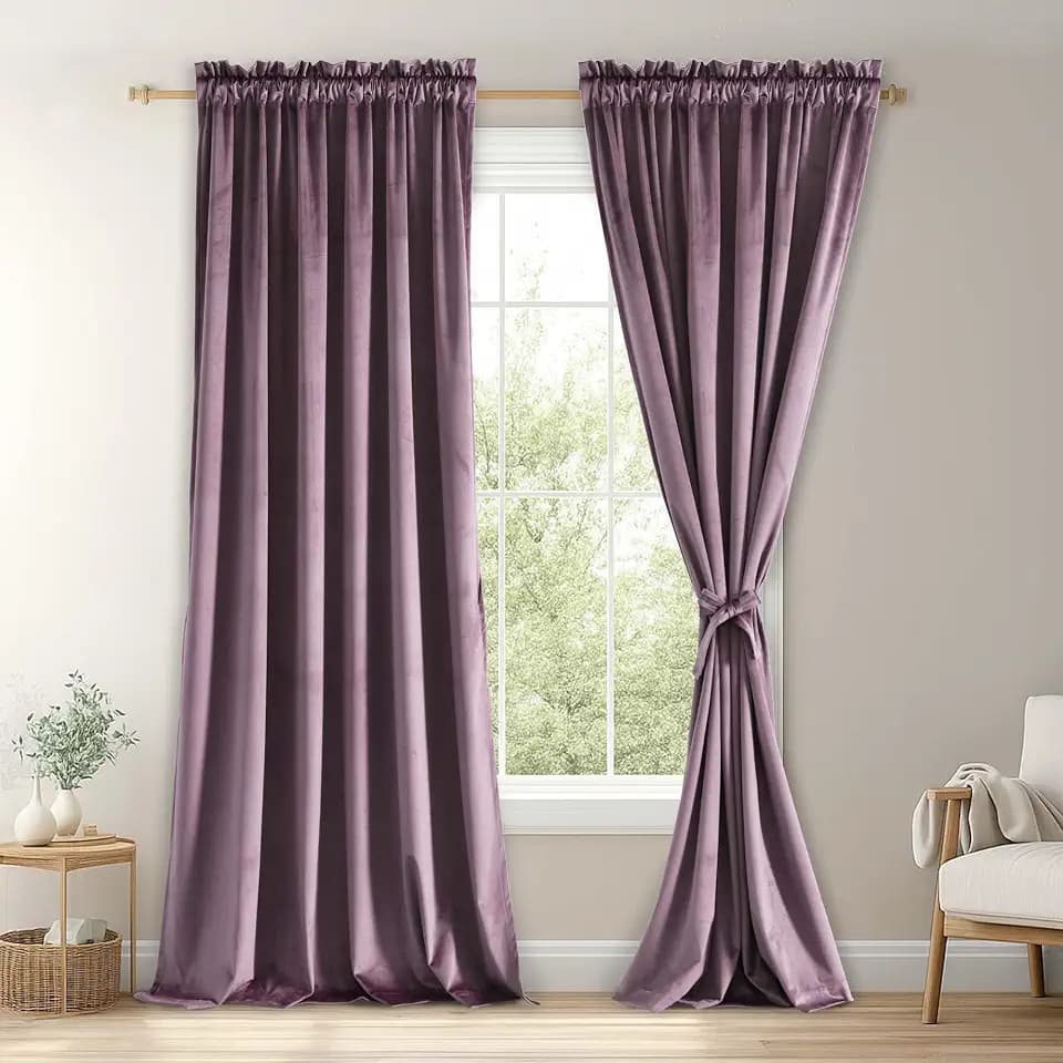 JIUZHEN Lavender Velvet Blackout Curtains 60W x 96L 2 Panels