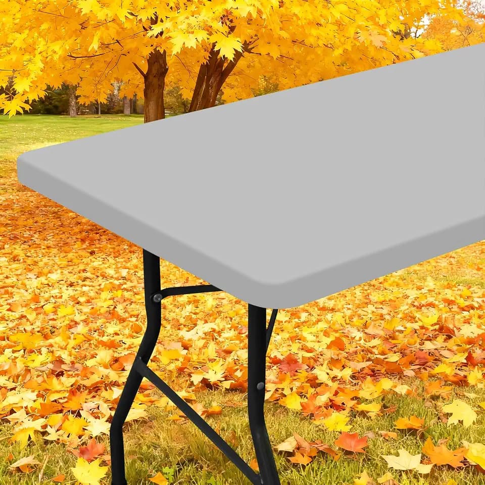 Smiry Elastic Fitted Polyester Tablecloths for 5 Foot Rectangle Tables