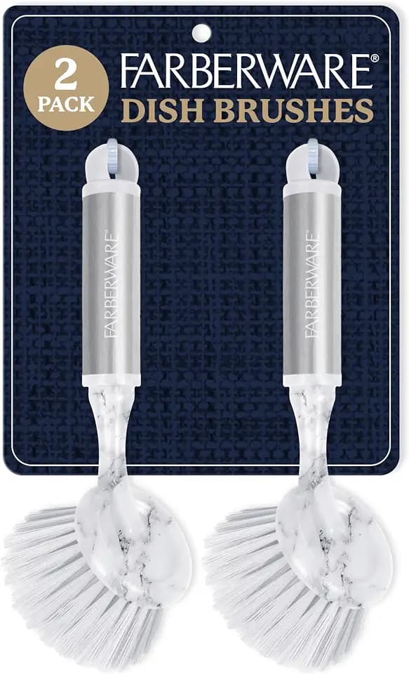 Farberware Dish Brush with Handle, 2 Pack, Firm Bristles