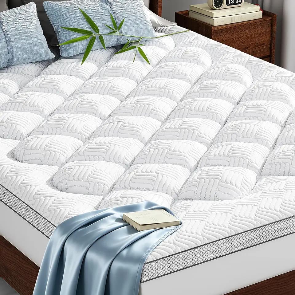 Queen Mattress Topper, Viscose Derived from Bamboo, Pillow Top
