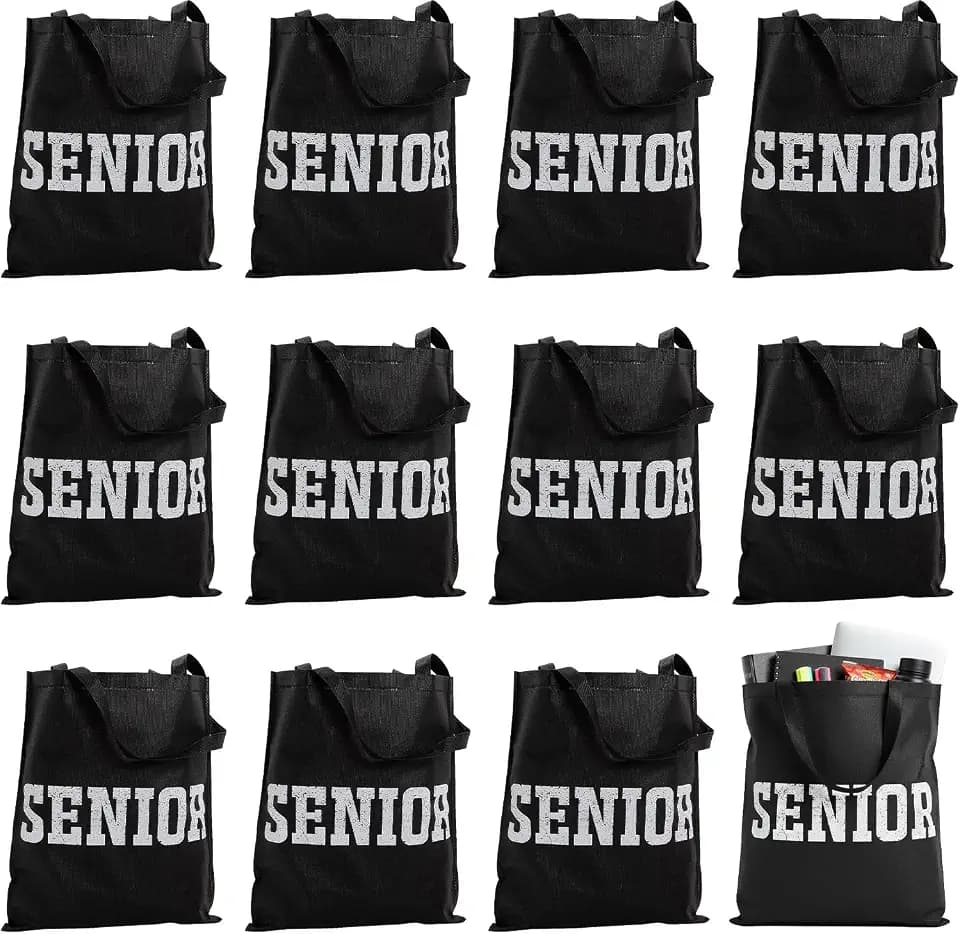 Fun Express 15" x 17" Large Senior Nonwoven Tote Bags - 12 Pieces