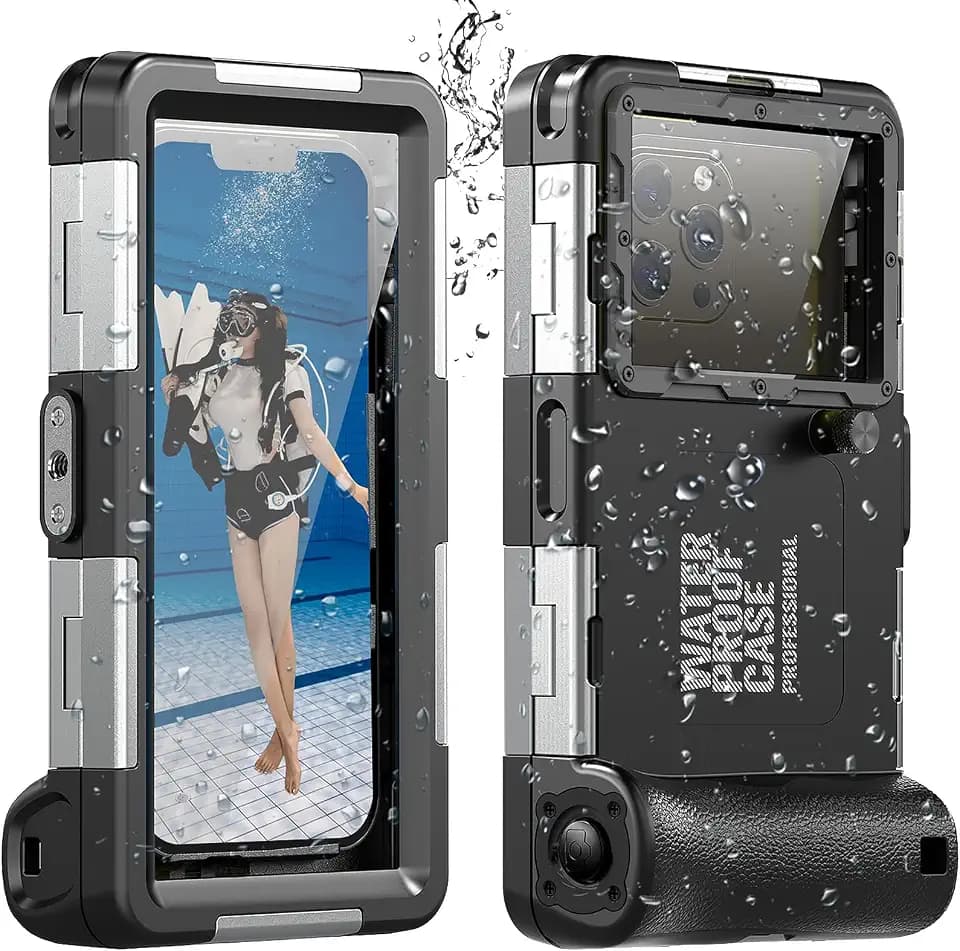 2026 Underwater Phone Cases for Snorkeling, Waterproof Phone Case for Phone 17/16/15/14/13/12Pro Max for Galaxy S25/S24/S23/S22/S21,Scuba Underwater Photo Video Silver