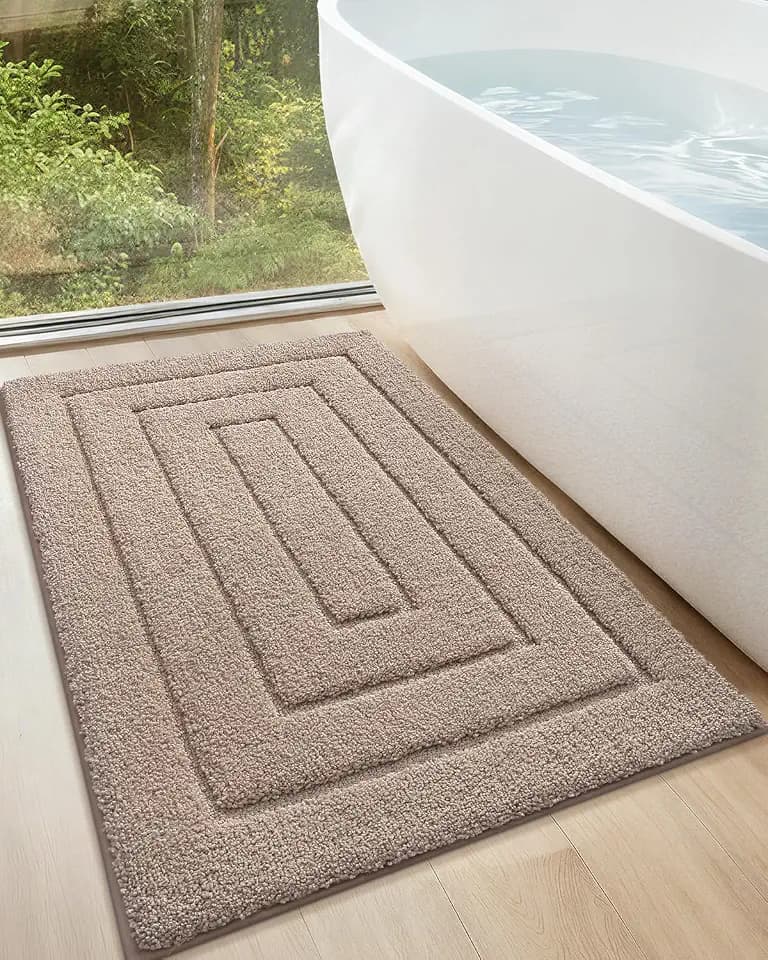 Color&Geometry Ultra Soft Bathroom Rugs, Taupe Absorbent Bath Mat,24"x36"