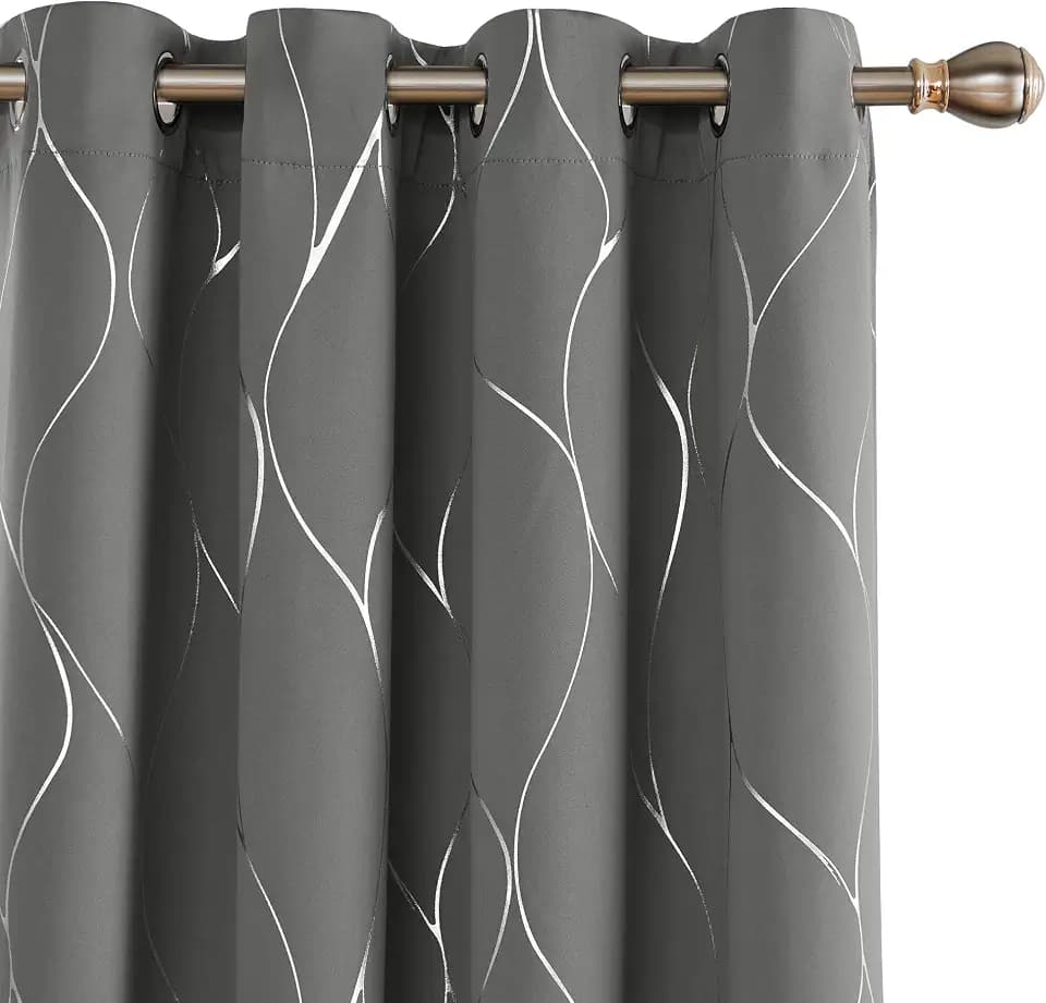 Deconovo Curtains for Living Room, Pattern Blackout Curtains 96 Inches Long