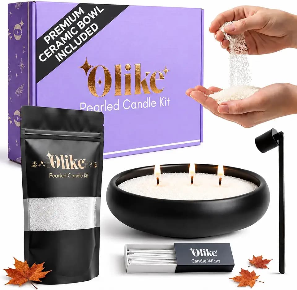 OLIKE Sand Candles Kit with Wicks, 500g Scented Pearled Candle Sand Wax