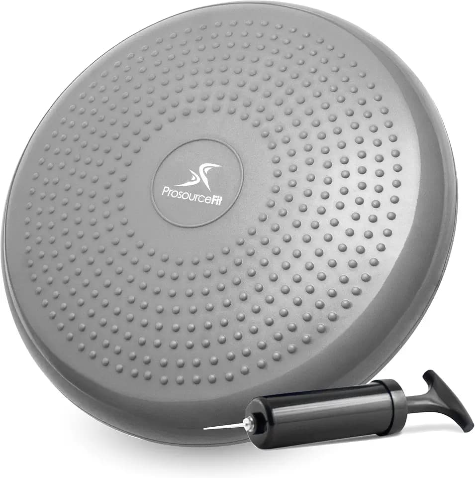 ProsourceFit Core Balance Disc, Inflatable Wobble Cushion with Hand Pump, Dual-Textured Non-Slip Surface for Core, Balance, and Stability Training, 14-inch