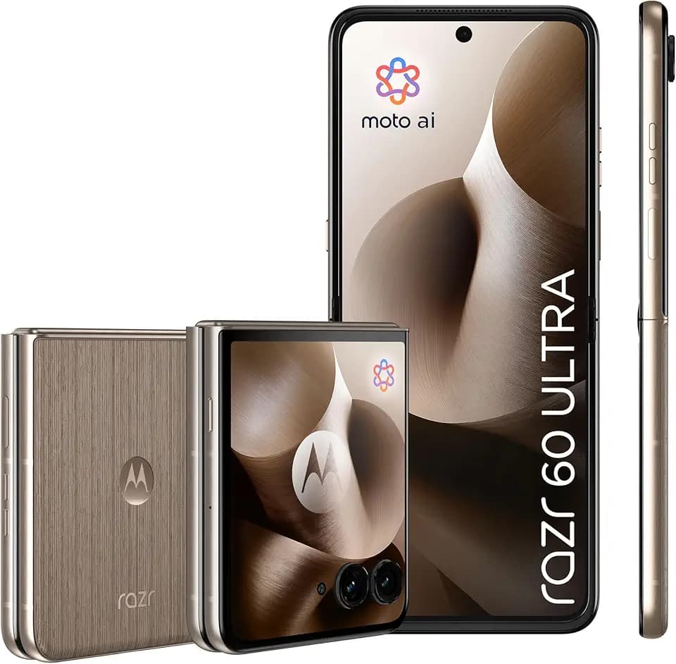 Motorola razr 60 Ultra (Flip-Phone 6,96"-pOLED-Display/Robustes 4,0"-Außendisplay mit Gorilla Glass Ceramic, widerstandsfähig, wassergeschützt, 50-MP-Moto-AI-Kamera, 12/256 GB) Pantone Mountain Trail