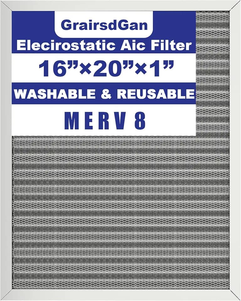 16x20x1 in. MERV 8 Reusable Washable HVAC Furnace Air Filter