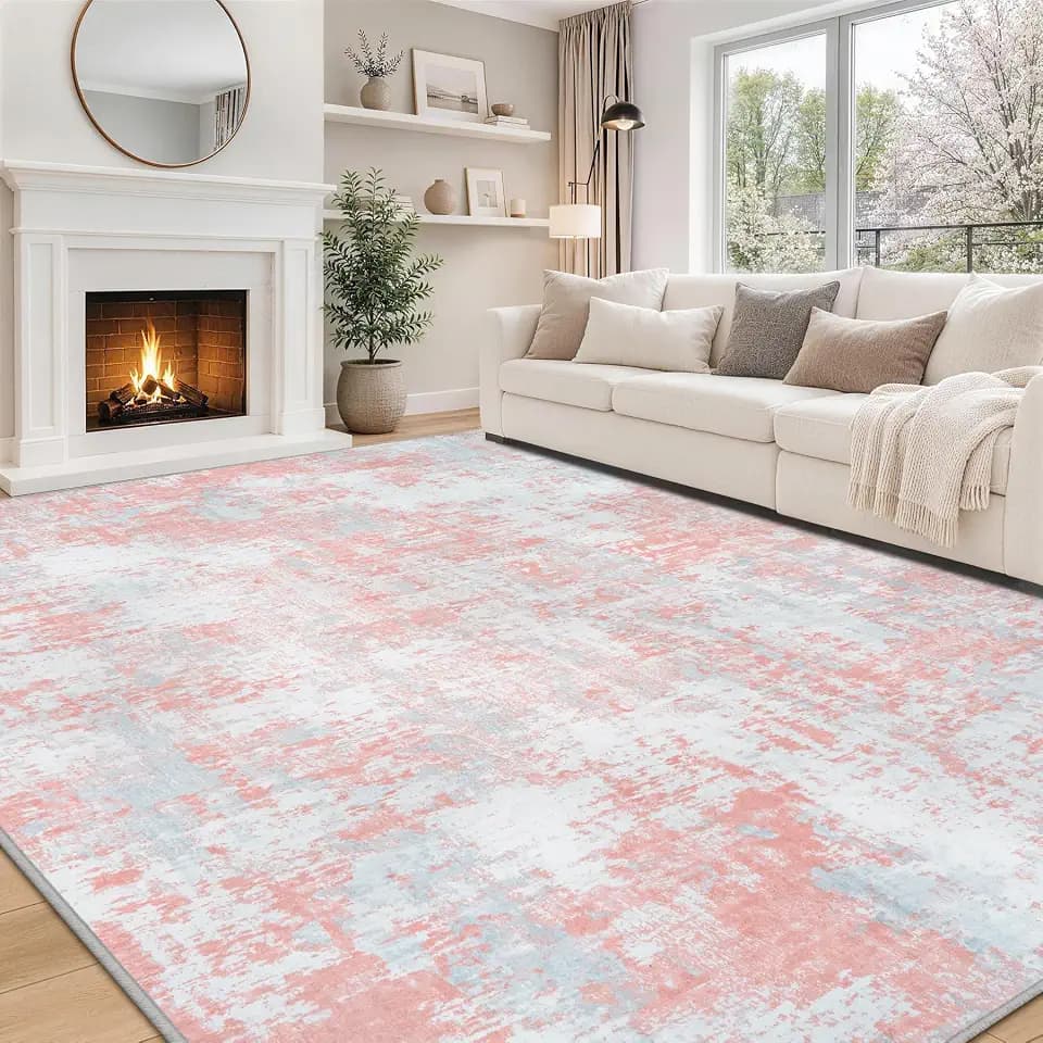 Aelenmu 10x14 Area Rugs for Living Room Dining Room Washable Pink