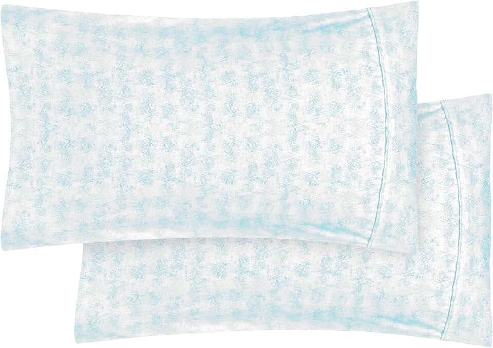 Elegant Comfort Ultra Soft Set of 2 Sea Waves Print Pillowcases - 1500 Premium Hotel Quality Microfiber, Soft and Smooth Envelope Closure 2-Piece Pillow Covers - Standard/Queen, Wave Aqua