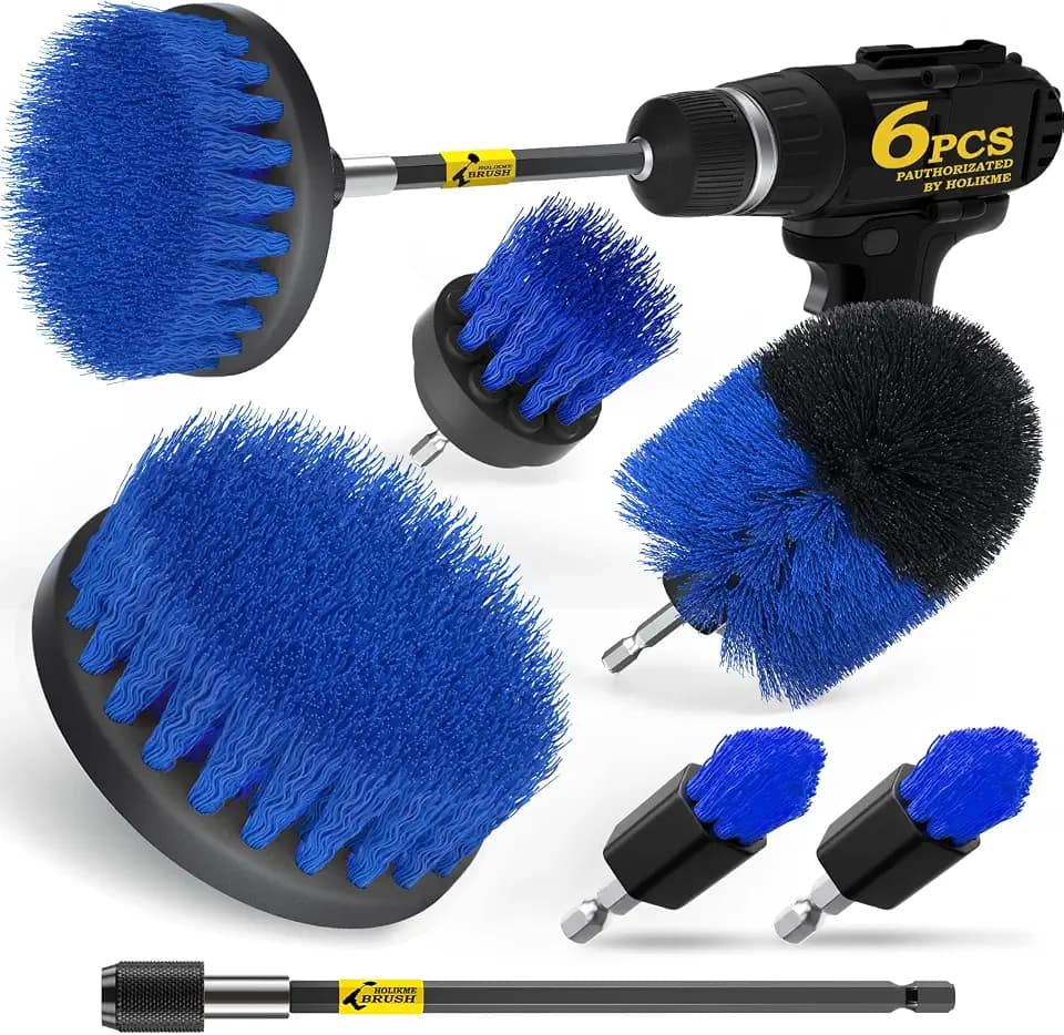 Holikme 6Pc Drill Brush Set - Scrub Brushes with Extension for Home Clean