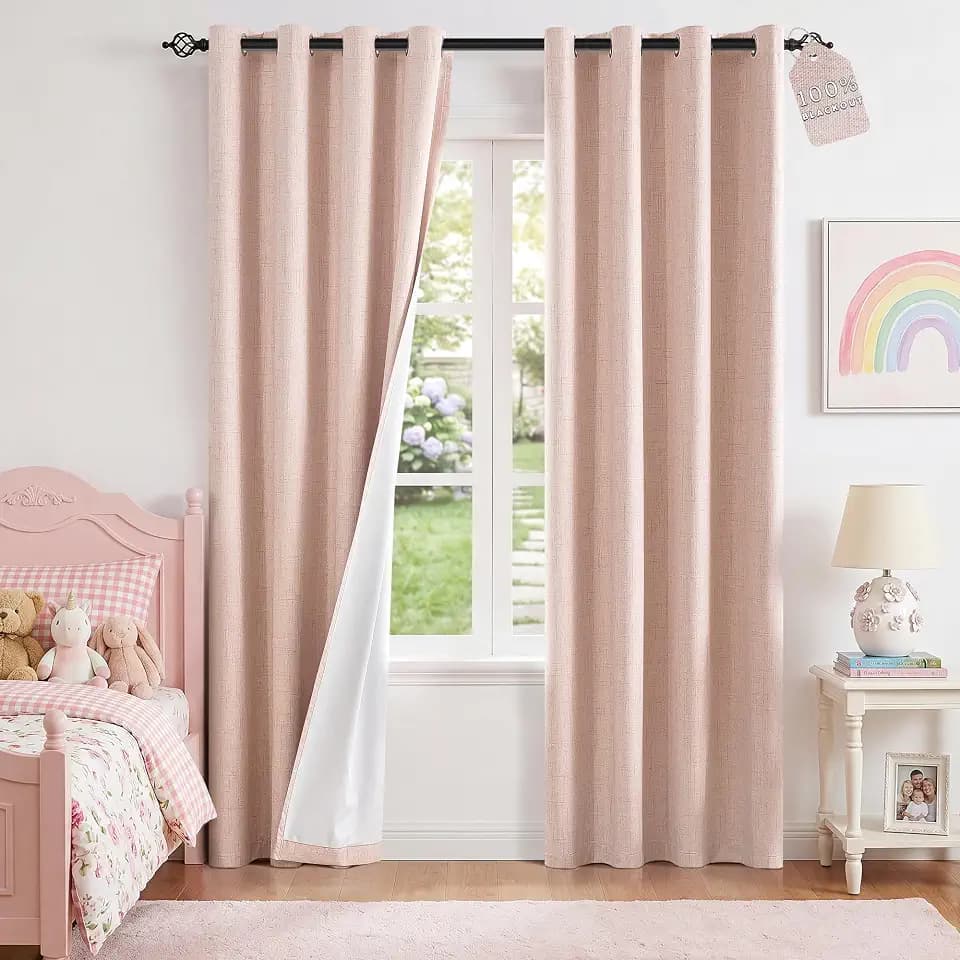ChrisDowa 100% Blackout Curtain for Girls Bedroom 96" Blackout Curtains