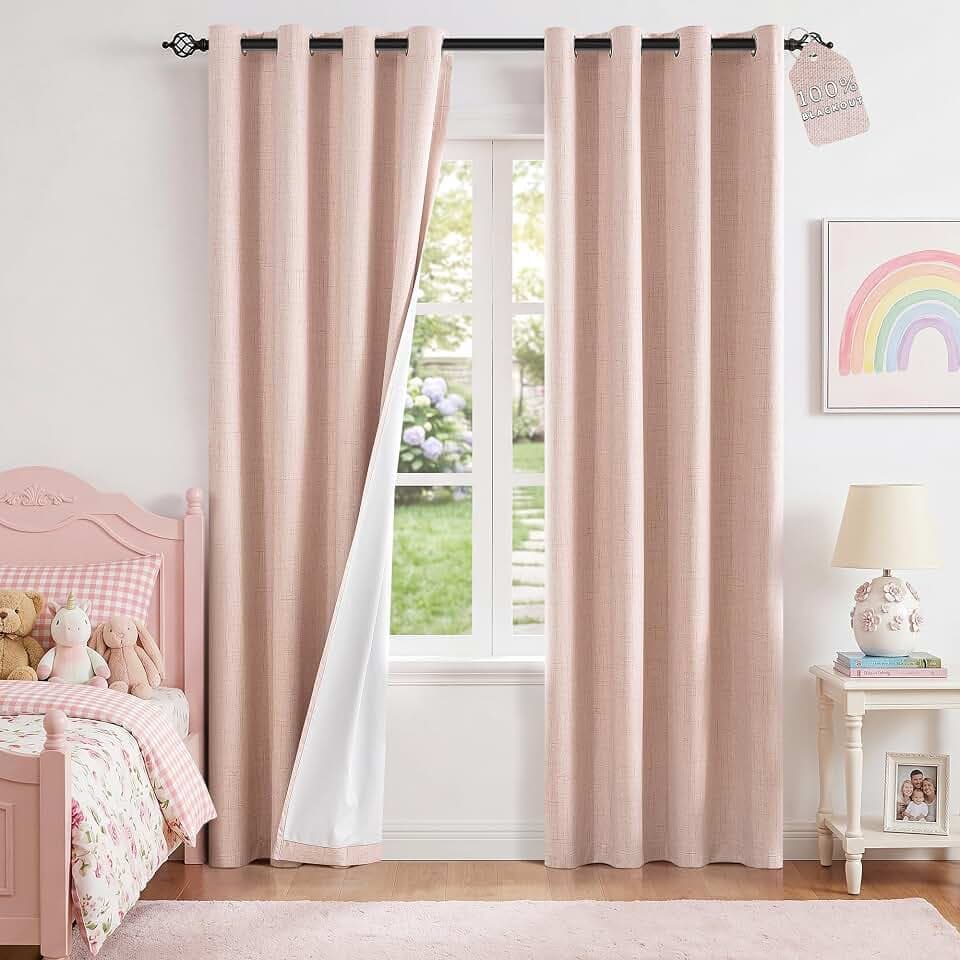 ChrisDowa 100% Blackout Curtain for Girls Bedroom 102" Blackout Curtains