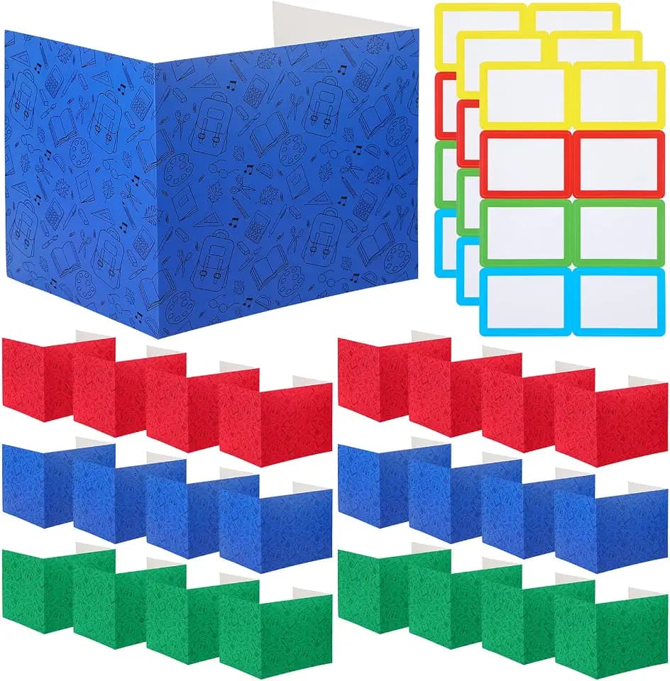 24 Pcs Privacy Folders for Students Testing, Cute, Blue, Green, Red