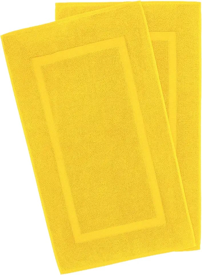 100% Cotton Bath Mats for Bathroom Floor Set of 2 Pack, 20x34 Soft Absorbent Washable Quick Dry Tub Bathmat, Yellow