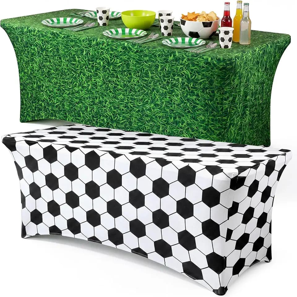 Moukeren 2 Pcs Soccer Tablecloths 6 ft Stretch Table Covers Rectangular