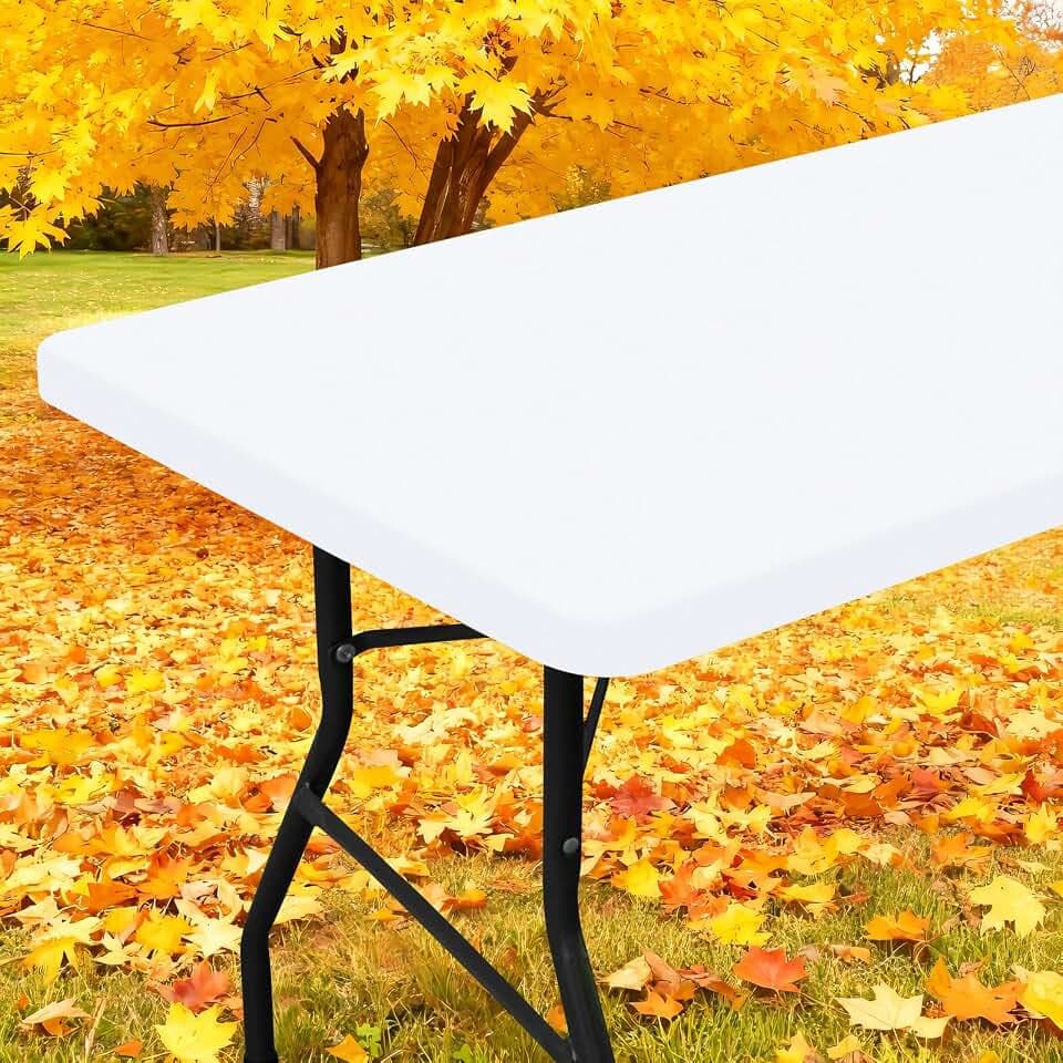 Smiry Elastic Fitted Polyester Tablecloths for 4 Foot Rectangle Tables