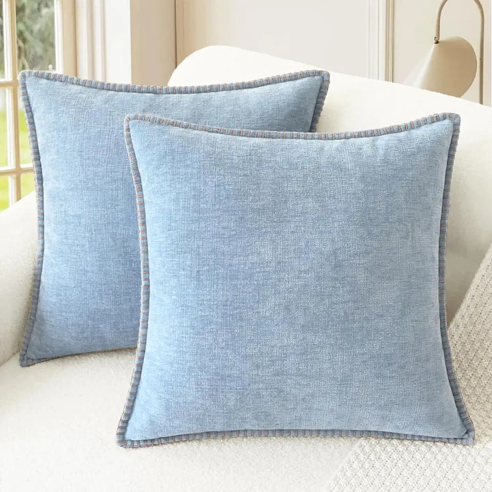 CaliTime Decorative Couch Throw Pillow Covers 18 X 18 Inches Baby Blue