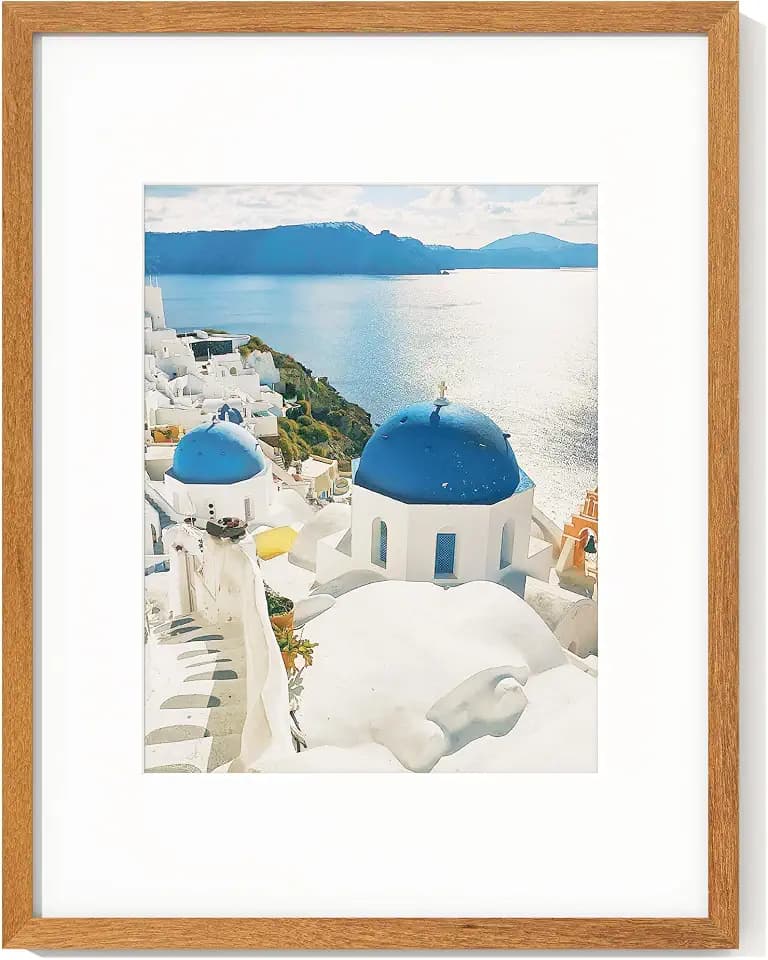 Axeman 16x20 Picture Frame, Solid Teak Poster Frame Tempered Glass, Teak