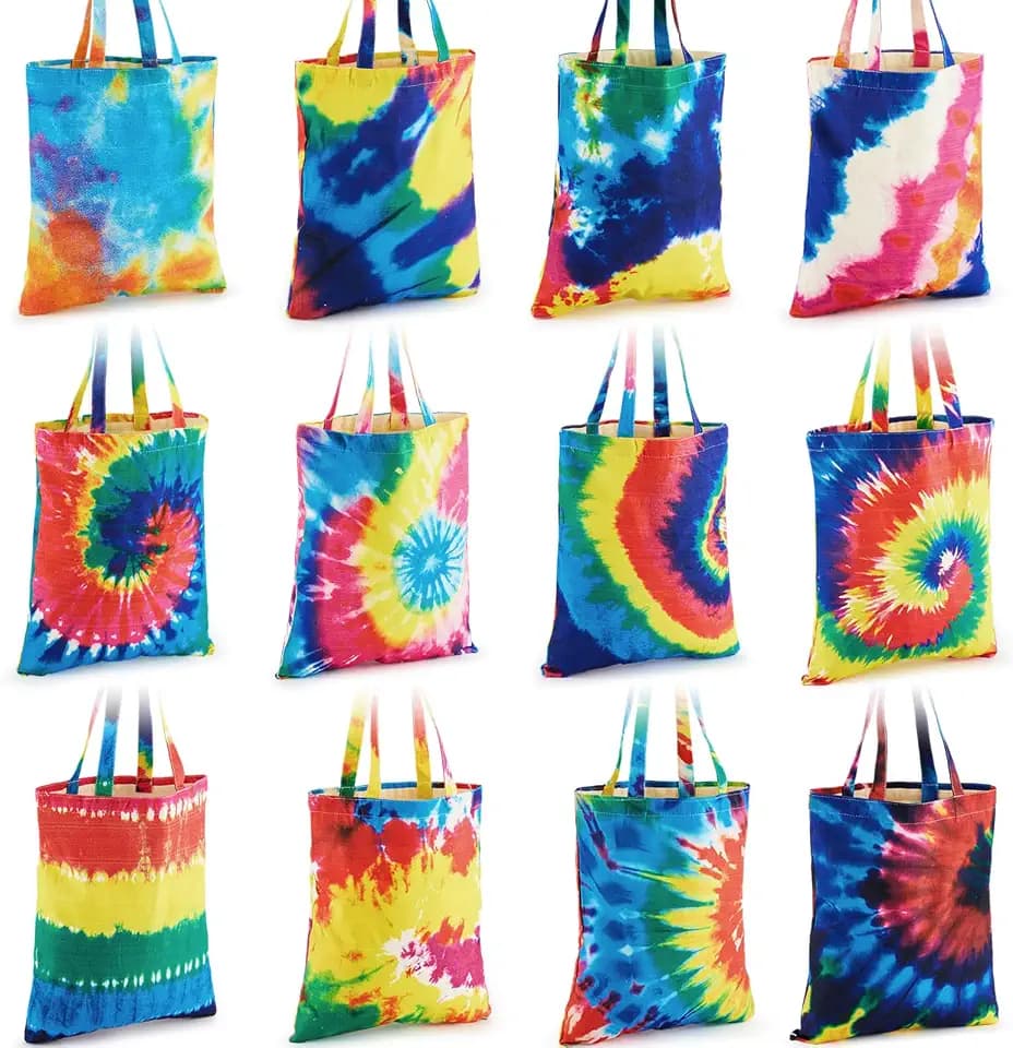 Shinylin 12 Pcs Tie Dye Canvas Tote Bags Bulk Book Lovers Totes